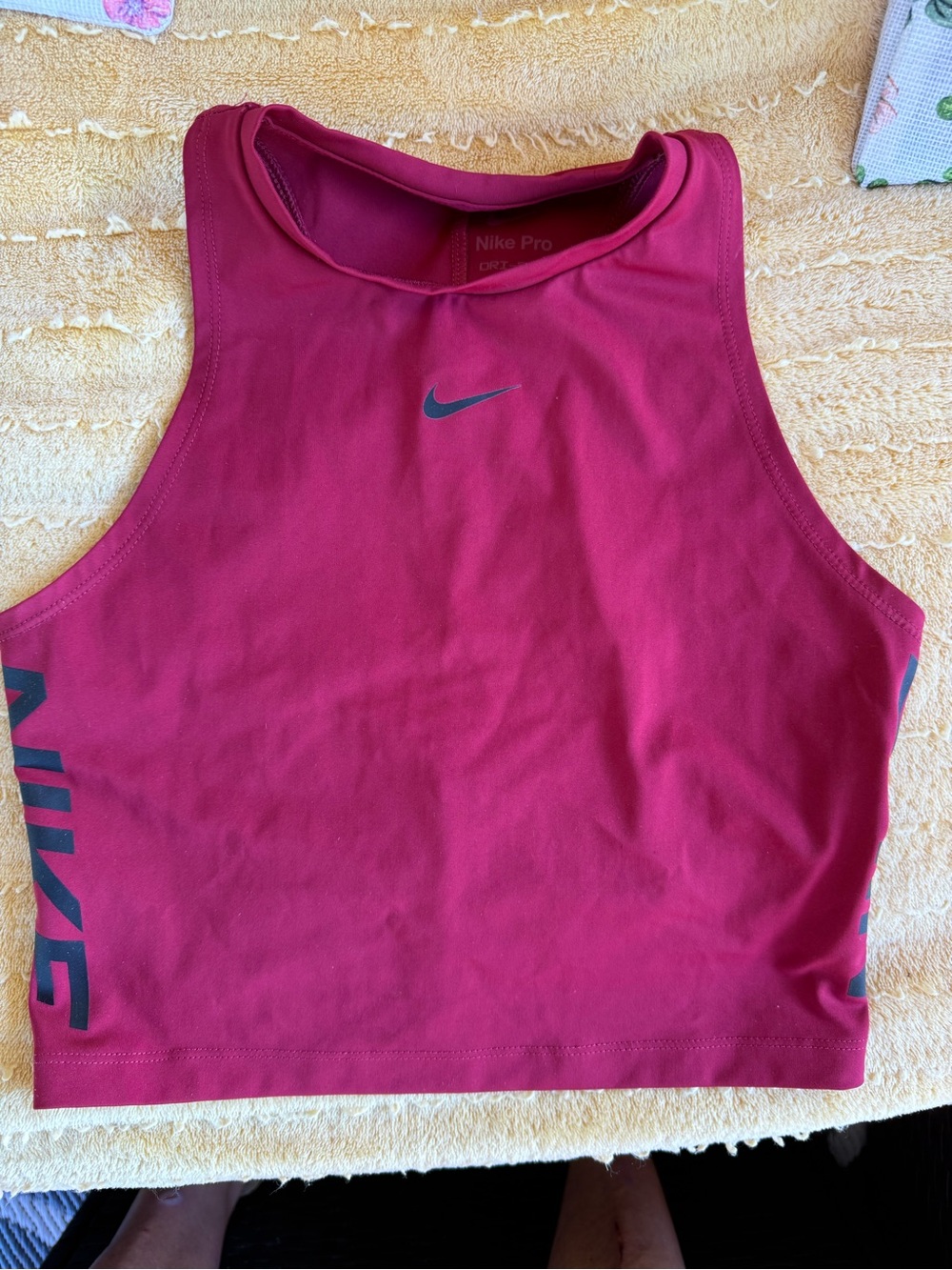 Nike Burgundy Crop Performance Tank with Black Swoosh